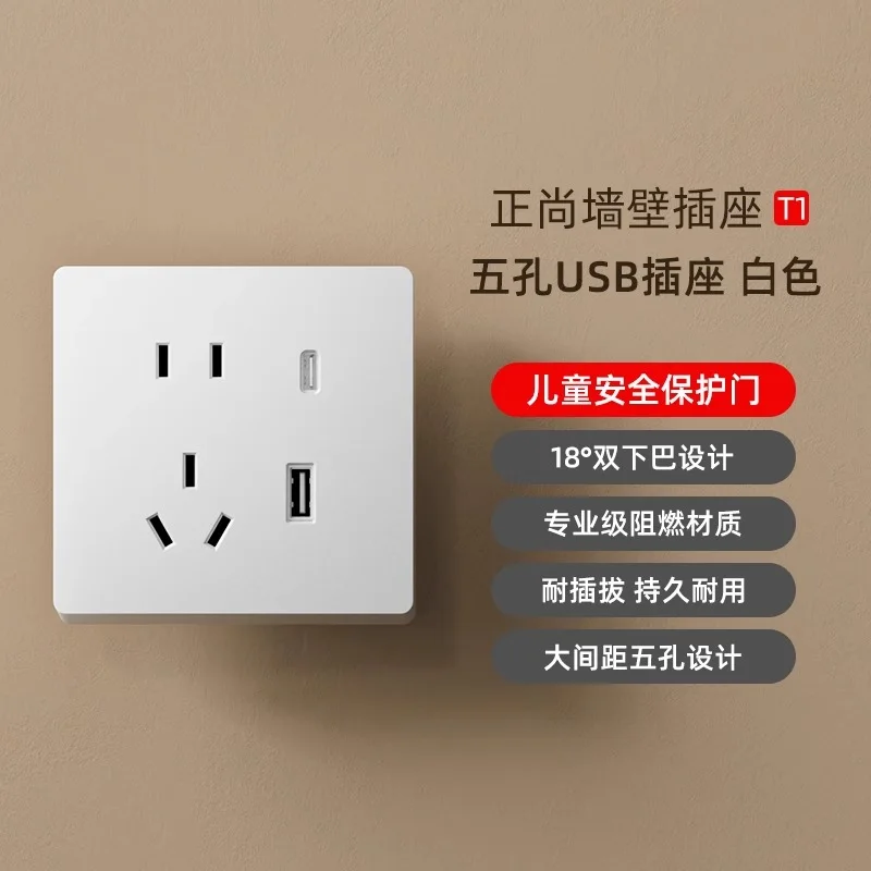 T1 五孔 USB 插座 资料图 1